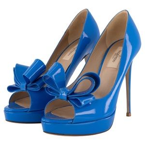 Valentino Bluebow Patent Leather Platform Pumps 38